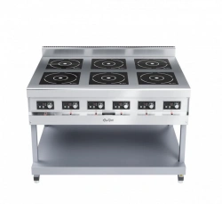 Six-burner induction cooker, type KIP-69P-3,5 for catering enterprises (on a stand) made of stainless steel