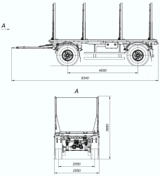 Biaxial sorting trailer 8465-40 with axles HJD13Y30S18-2050T16-060 with load capacity 12 tonnes