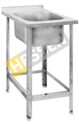 One-piece single-section wash tub with edge and shelf for mixer VIC 1/6756