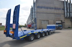 Semitrailer Politrans 9418-010. In design: metal platform with load platform, with ladders, with flatbed in the front part of th