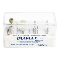 DIAFLEX - CERAMICS elastic dental heads, two-stage diamond polishing system, set No. 1 8 pcs. of four pcs.