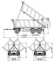 966603 - 3-axle tipper trailer with side or rear discharge body for transporting bulk and loose goods