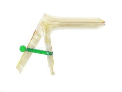 Gynaecological polymer sterile mirror according to Cusco type D, size L, anti-reflective.