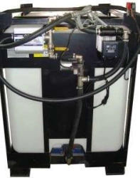 Fuel module 950l TANKER on the basis of container for transportation of aggressive liquids in steel basket