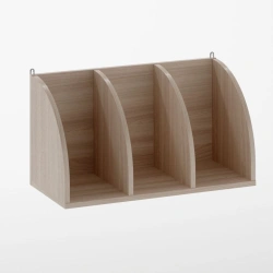 Sectional radius hinged shelf