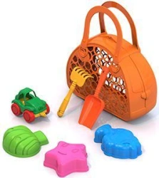 Sand set ?118 (scoop, 3 moulds "Sea mix", rake, car "Nordic", bag - basket)