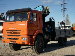 Special purpose vehicle with hydraulic loading crane of MKMA type on the basis of KAMAZ 65115 and its modifications 62K04N-L120