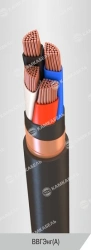 Power cable with copper conductors, insulation made of polyvinylchloride plasticate of reduced flammability for voltage 0,66; 1