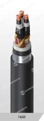 Power cable with copper conductors insulated with cross-linked polyethylene for voltage 10, 15, 20, 35 kV of PvBV grade
