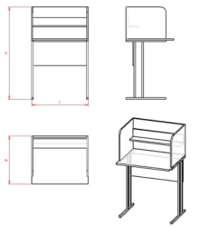 Pupil's desk with acoustic cabin for foreign language classrooms (series PU.AKK.02)