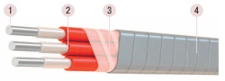 Cable for submersible pumps installations with core made of heat-resistant aluminium alloy, with insulation made of blockopoly c