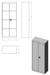 Metal archive cabinet with two doors and one compartment (series MSH.A.2)