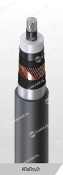 Power cable with aluminium core with cross-linked polyethylene insulation for voltage 64/110 and 127/220 kV of APvPpu2g grade