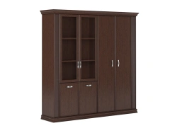 Combination cupboard with blind and glass doors (wardrobe section and document section with stuffing), item no. PRT402+PRT418+PR