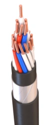 Control cable with copper conductors insulated with polyvinylchloride plasticate for rated voltage of 0,66 kV of KVBbshn grade