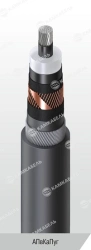 Power cable with aluminium core insulated with cross-linked polyethylene for voltage 64/110 and 127/220 kV of APvCaPug grade