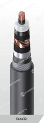 Power cable with copper core insulated with cross-linked polyethylene for voltage 64/110 and 127/220 kV of PvKaP2g grade