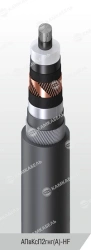 Power cable with aluminium core with cross-linked polyethylene insulation for voltage 64/110 and 127/220 kV of APvKsP2gng(A)-HF